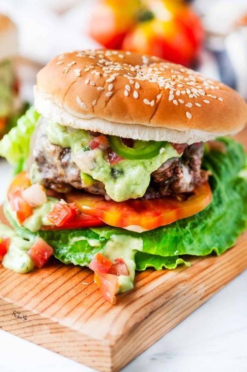 Pepper Jack and Guacamole Hamburger Patty