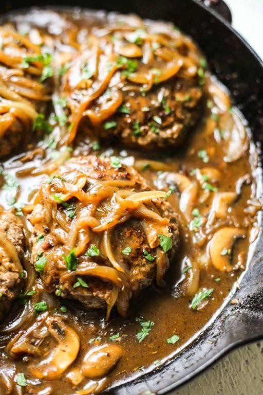 Pepper Steak and Onions with Mushroom Gravy