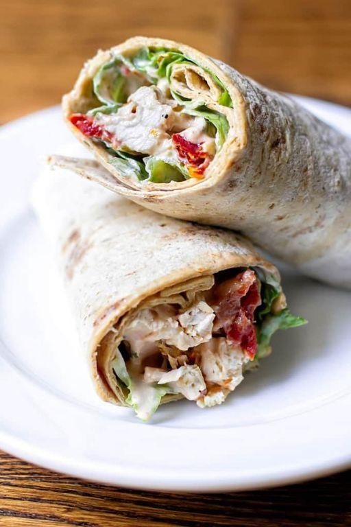 Pesto Chicken Cabbage Wraps with Sun-Dried Tomatoes
