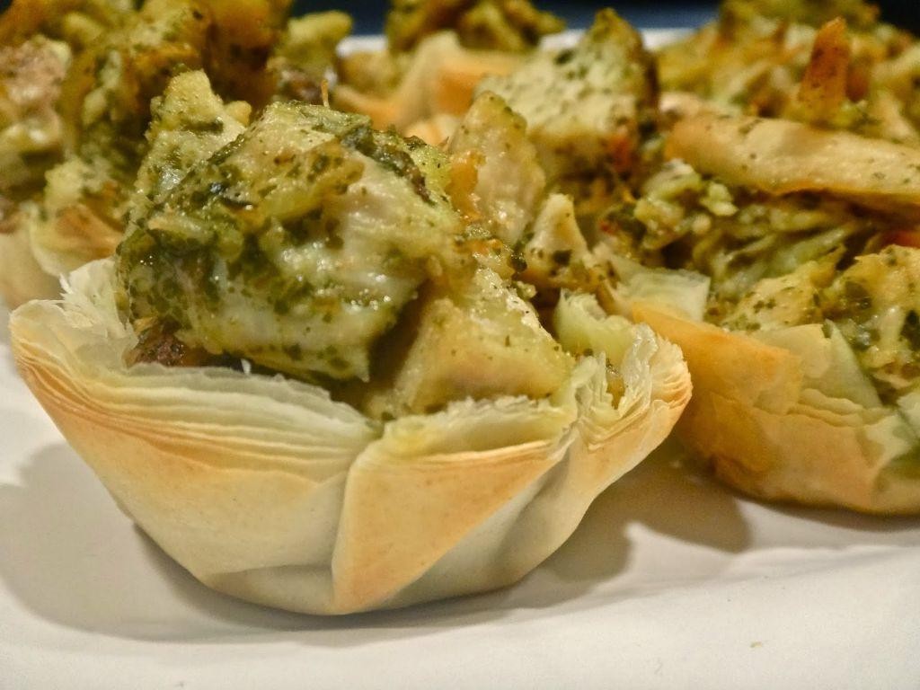 Pesto Chicken Phyllo Shells