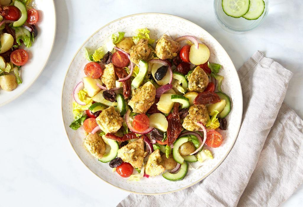 Pesto Chicken Salad with Sun-Dried Tomatoes