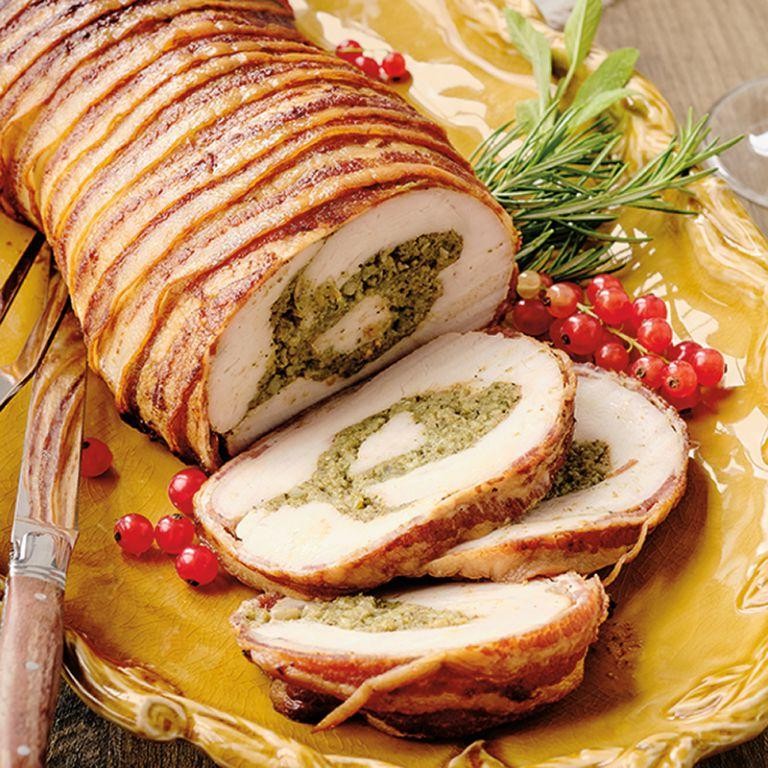 Pesto Stuffed Turkey Breast Roll