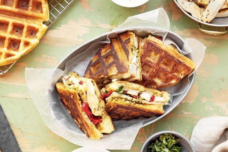 Pesto and Mozzarella Waffles