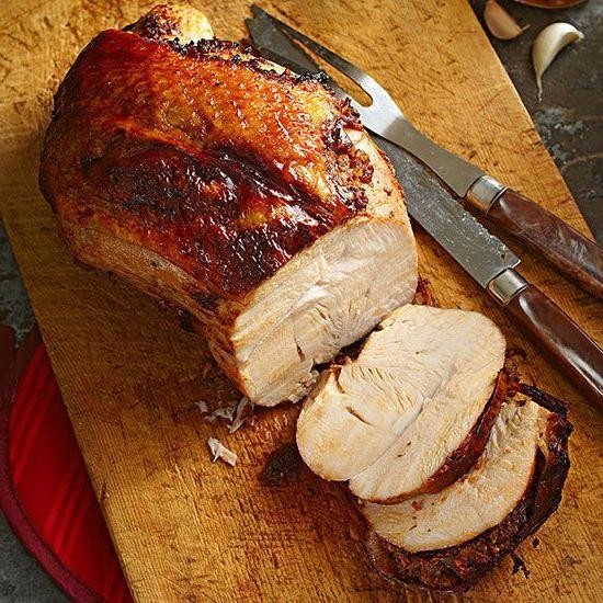 Pesto-Crusted Boneless Turkey Breast with Pine Nuts