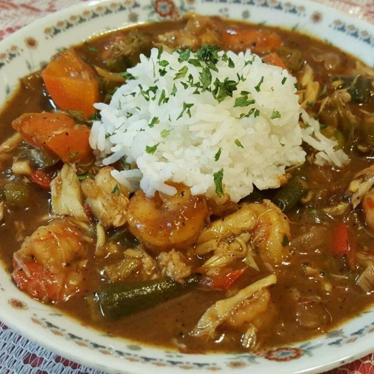 Pig Feet Gumbo with Okra and Shrimp