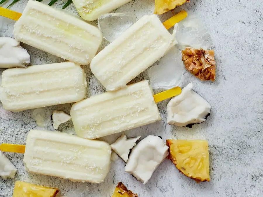 Pineapple Coconut Protein Popsicles