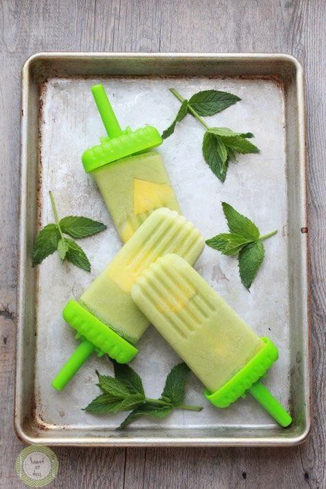 Pineapple Juice Popsicles with Mint