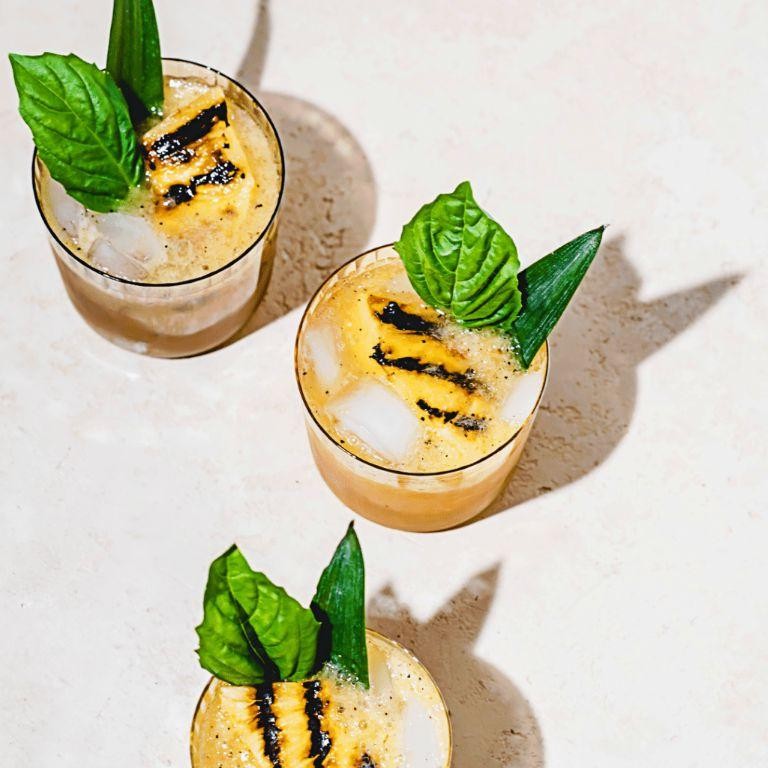 Pineapple Juice Spritzer with Basil