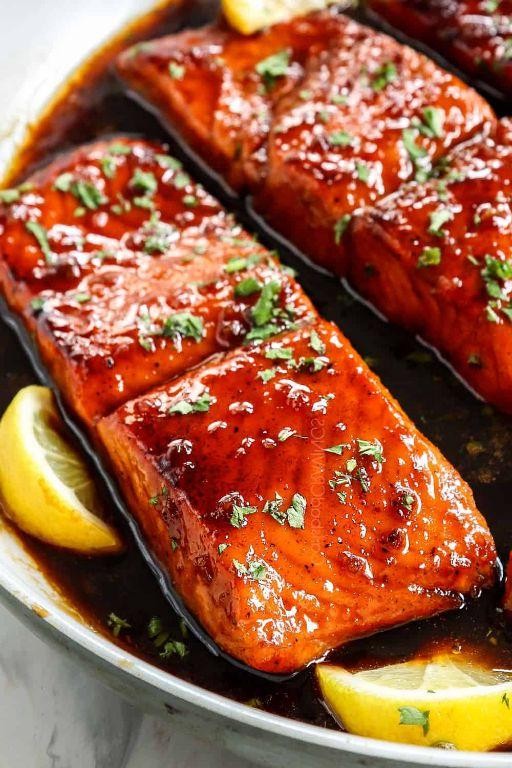 Pink Lady Apple and Honey Glazed Salmon