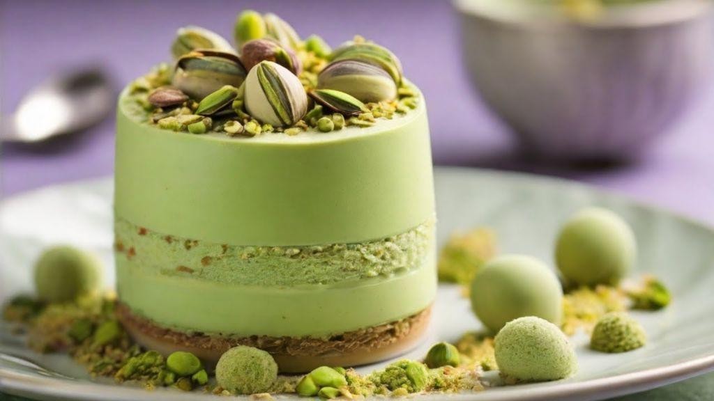 Pistachio Bavarian Cream with Honey Drizzle
