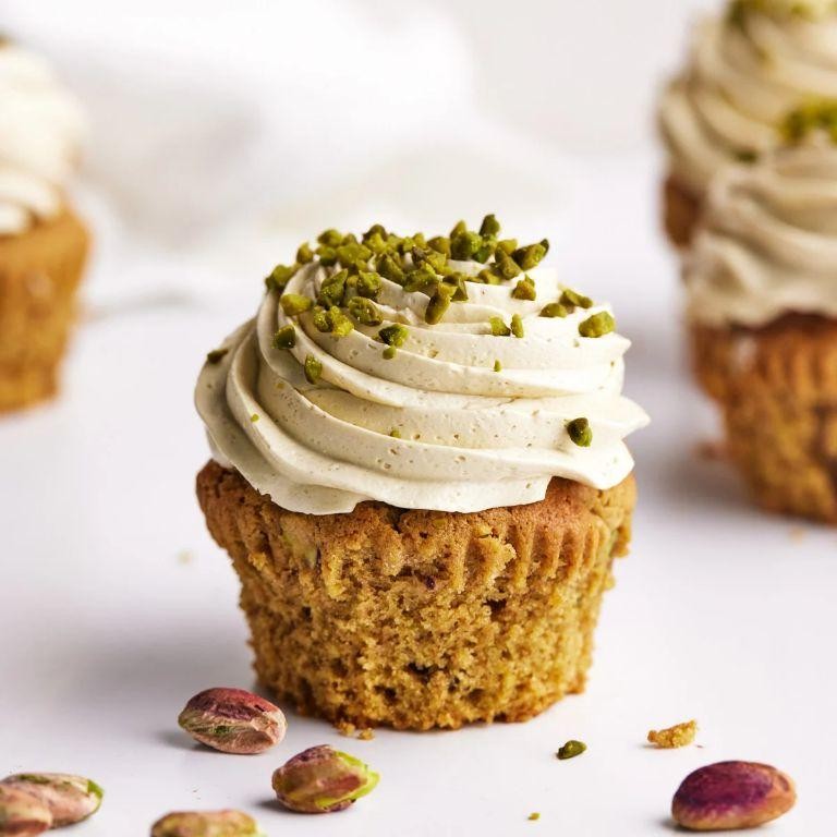 Pistachio Butter Frosted Cupcakes