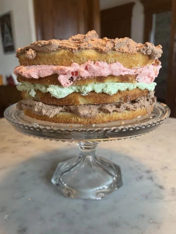 Pistachio Rainbow Layer Cake