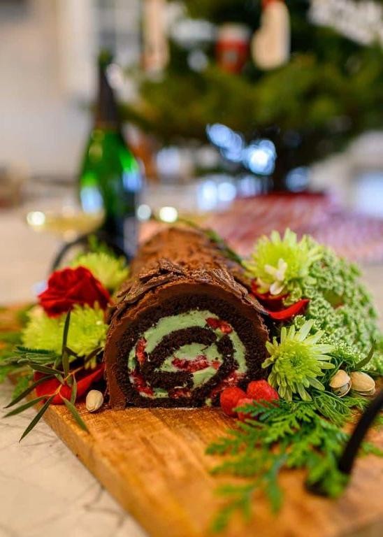 Pistachio Rosewater Buche de Noel