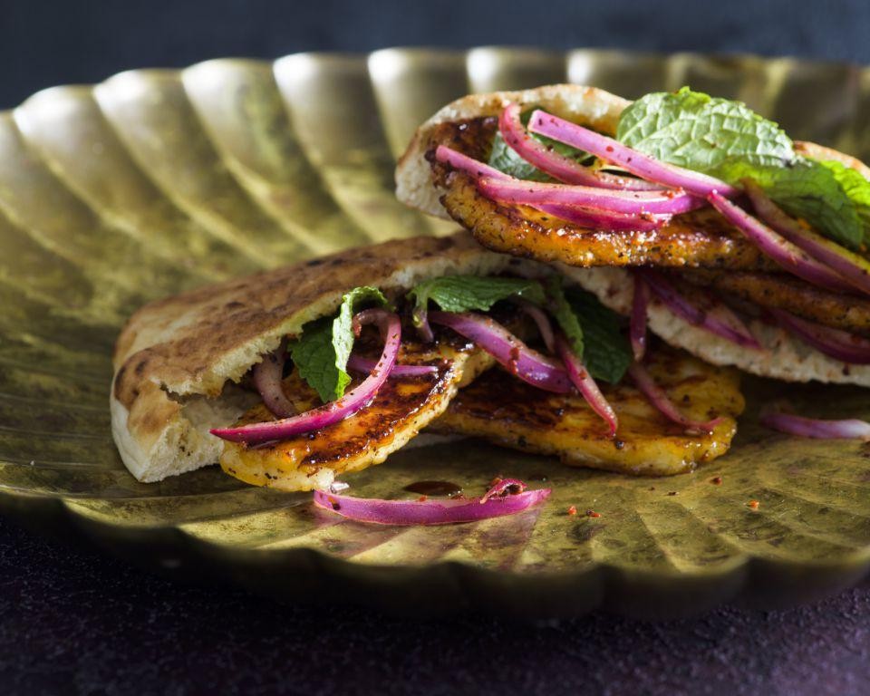 Pomegranate Molasses and Mint Grilled Halloumi