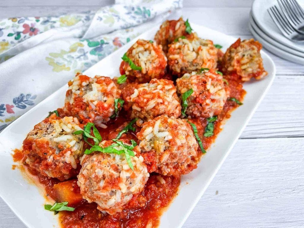 Porcupine Meatballs with Parmesan and Basil