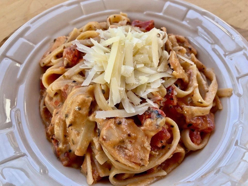 Pork Carbonara with Fettuccine
