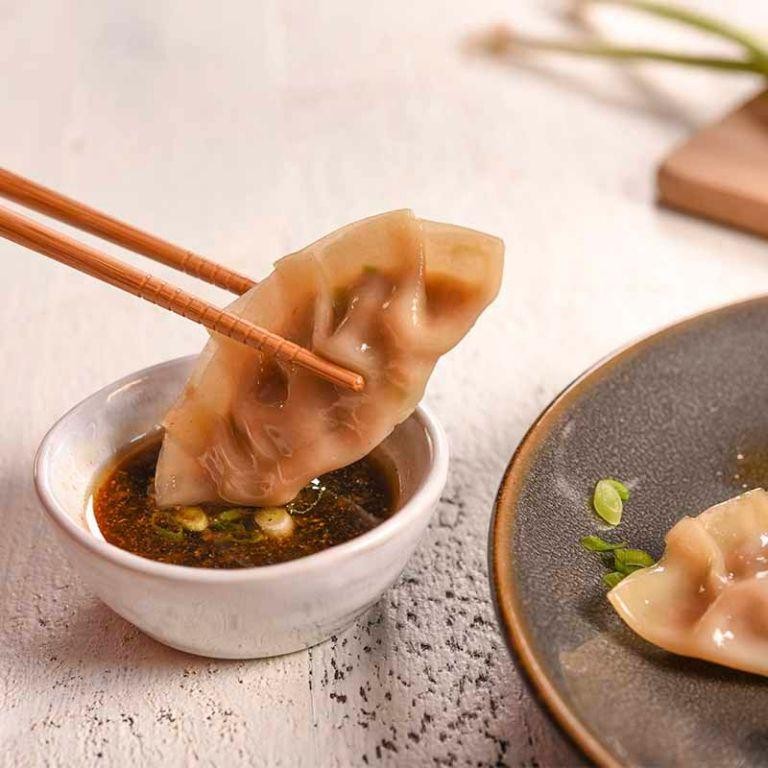 Pork Dumplings with Soy-Ginger Dipping Sauce