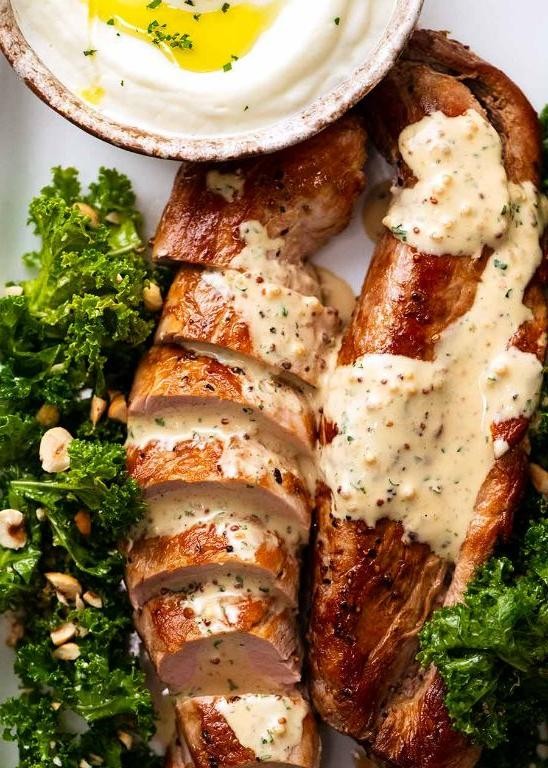 Pork Sirloin with Creamy Mustard Sauce