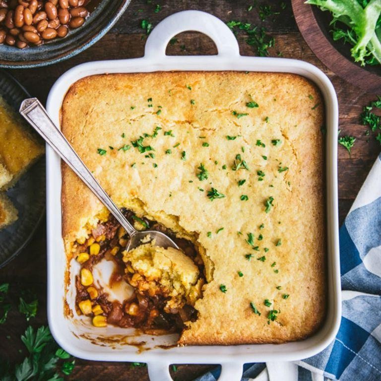 Pork and Cornbread Casserole