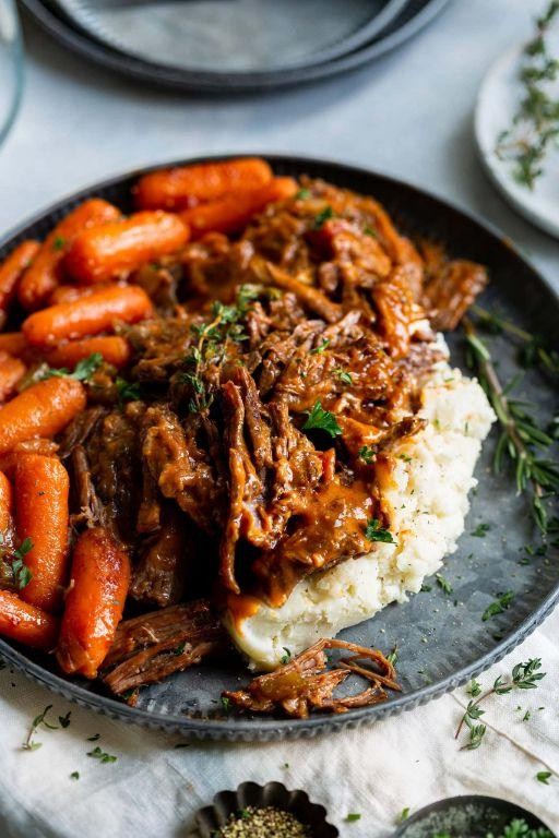 Pot Roast with Carrots and Mashed Potatoes