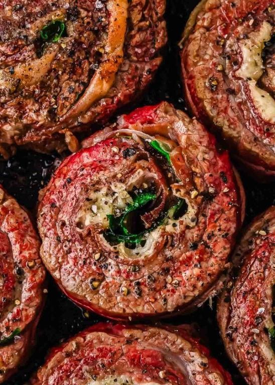 Prosciutto and Mozzarella Flank Steak Pinwheels