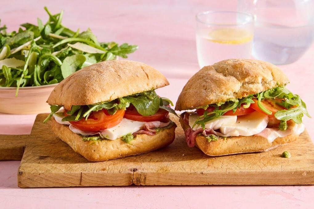 Prosciutto and Mozzarella Panini with Arugula