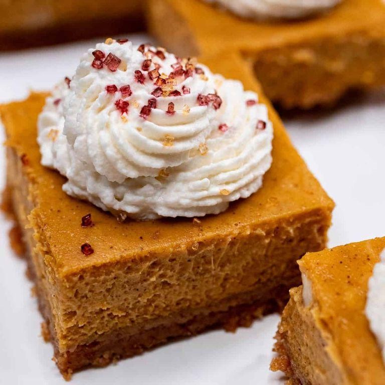 Pumpkin Pie Squares with Bourbon Caramel Sauce
