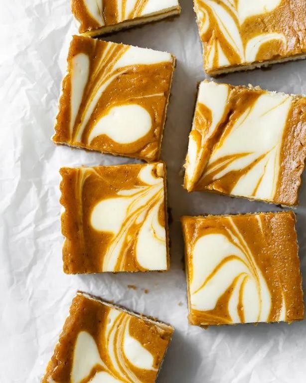 Pumpkin Pie Squares with Cream Cheese Swirl