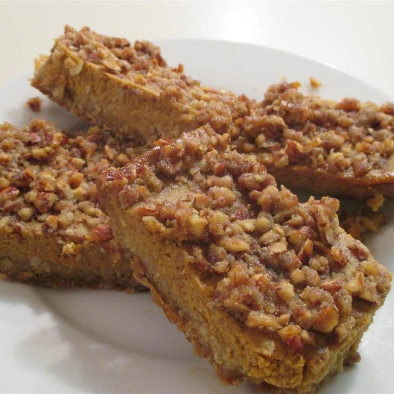 Pumpkin Pie Squares with Walnut Crust