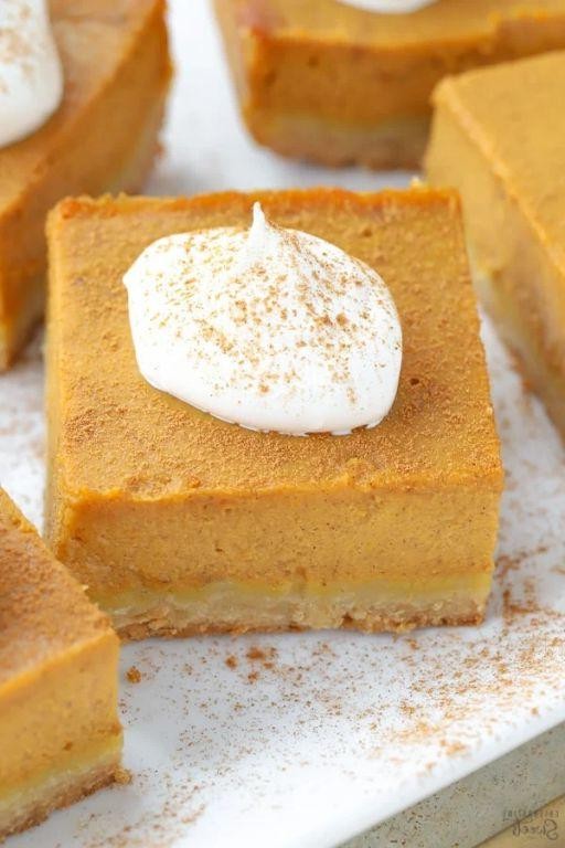 Pumpkin Pie Squares with Whipped Cream Frosting