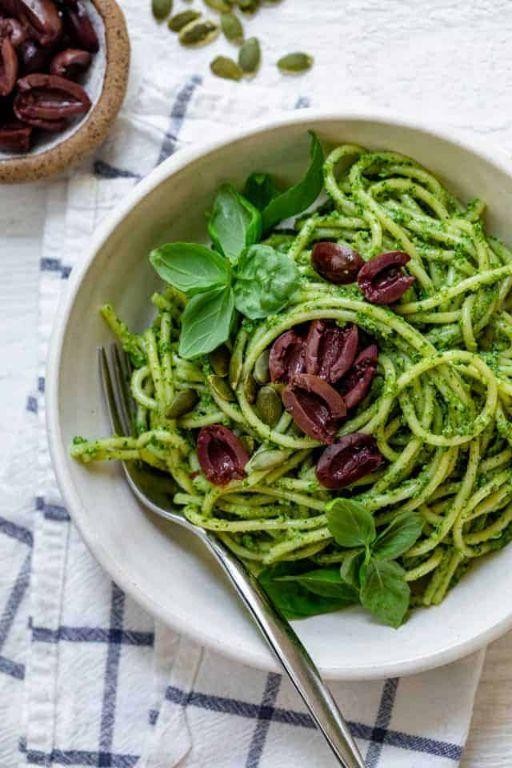 Pumpkin Seed Pesto Green Spaghetti