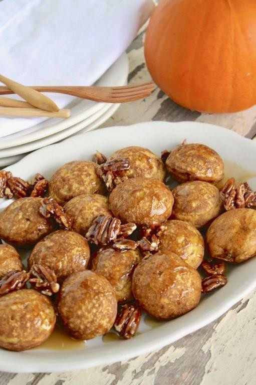 Pumpkin Spice Ebelskiver with Maple Glaze