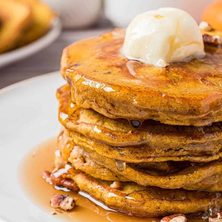Pumpkin Spice Pancakes with Pecans