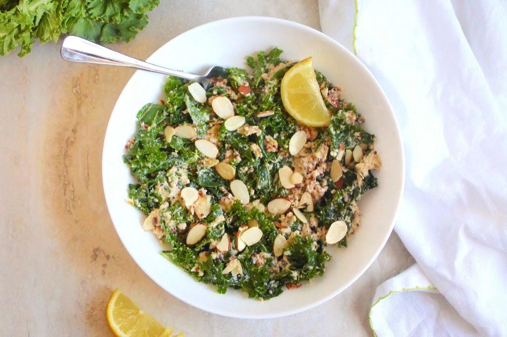 Purple Kale and Quinoa Salad with Lemon Tahini Dressing