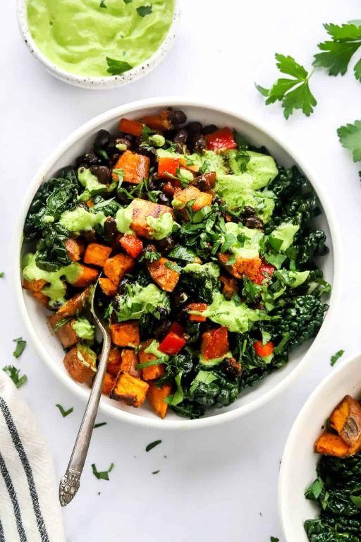 Purple Kale and Sweet Potato Buddha Bowl