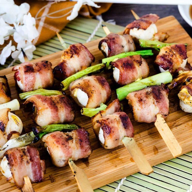 Quail Egg and Bacon Yakitori Skewers