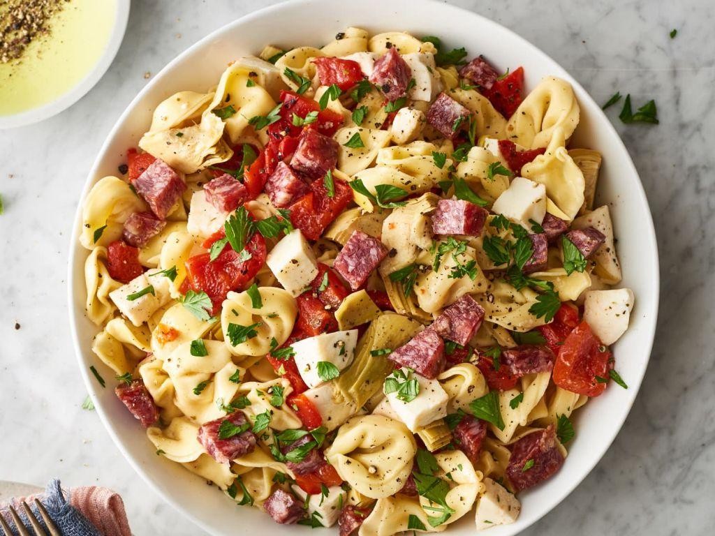 Quick Antipasto Tortellini Salad with Salami