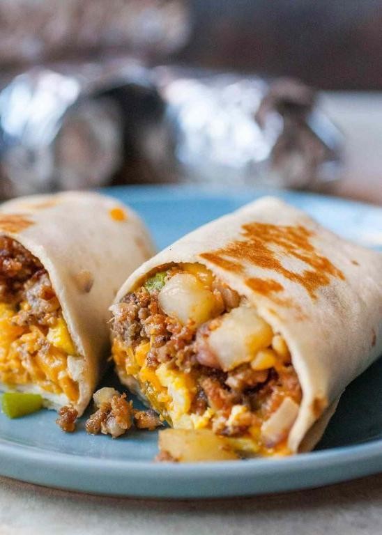 Quick Breakfast Burrito with Sausage and Eggs