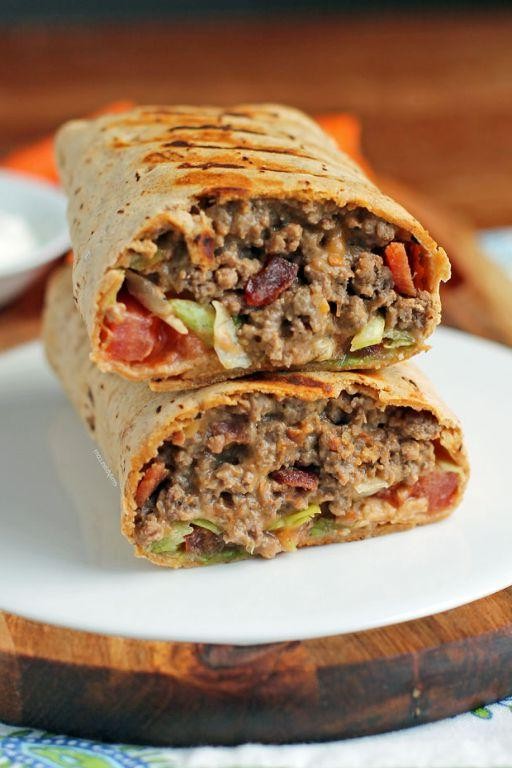 Rapid Bacon Double Cheeseburger Wraps