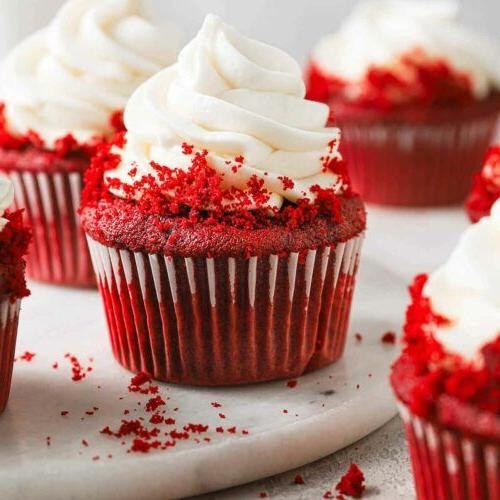 Red Velvet Box Cupcakes with Cream Cheese Frosting