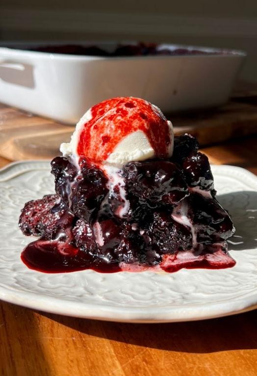 Red Velvet Cake Mix Cobbler with Fresh Berries