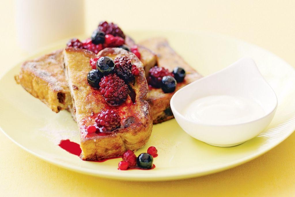 Red Velvet Cake Mix French Toast with Berry Compote
