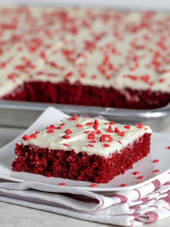 Red Velvet Cake Mix Sheet Cake with Buttercream Frosting