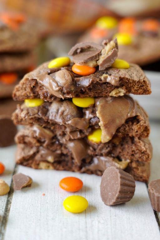 Reese Pieces Brownie Cookies