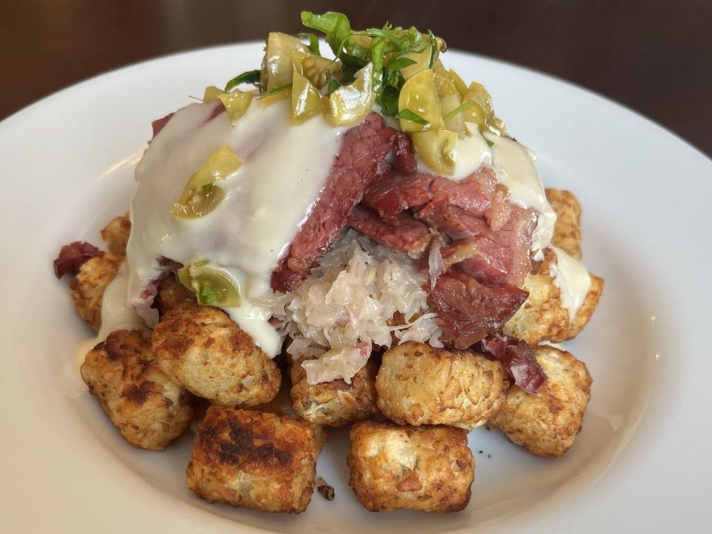 Reuben Poutine with Corned Beef and Sauerkraut
