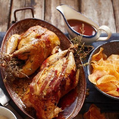 Roast Pheasant with Bread Sauce and Game Chips