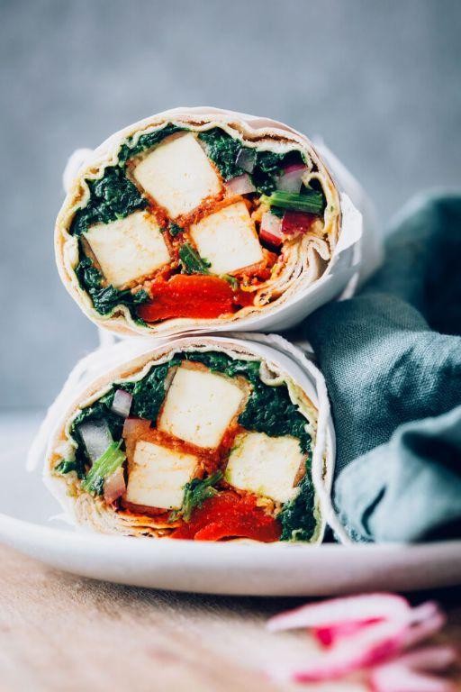 Roasted Bell Pepper and Tofu Wraps