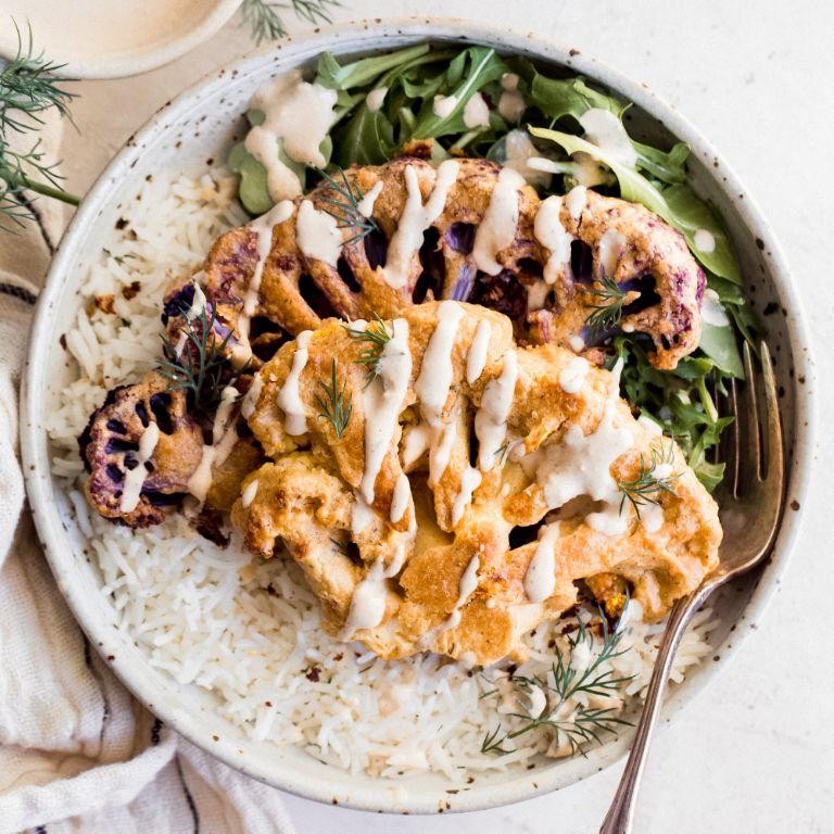 Roasted Cauliflower Steaks with Tahini Sauce