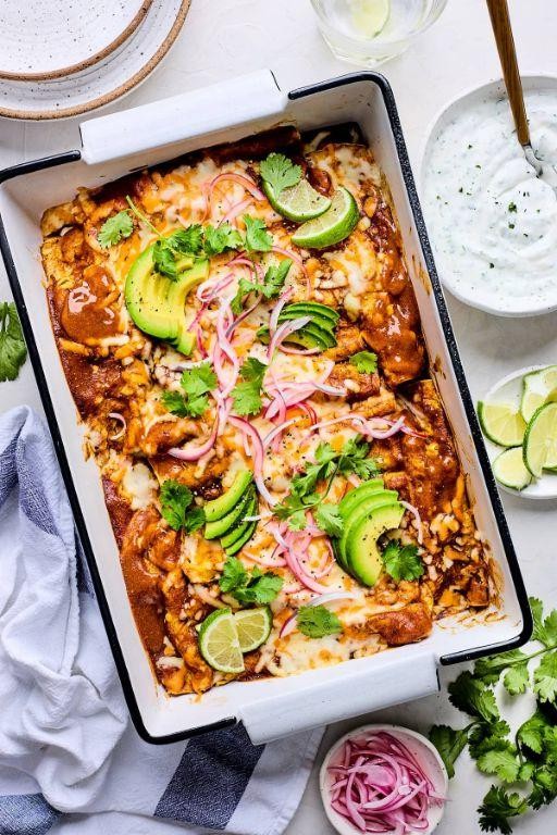 Roasted Cauliflower and Chickpea Enchiladas