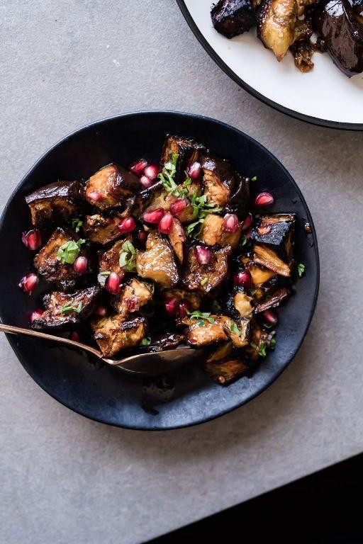 Roasted Eggplant with Pomegranate Molasses Drizzle